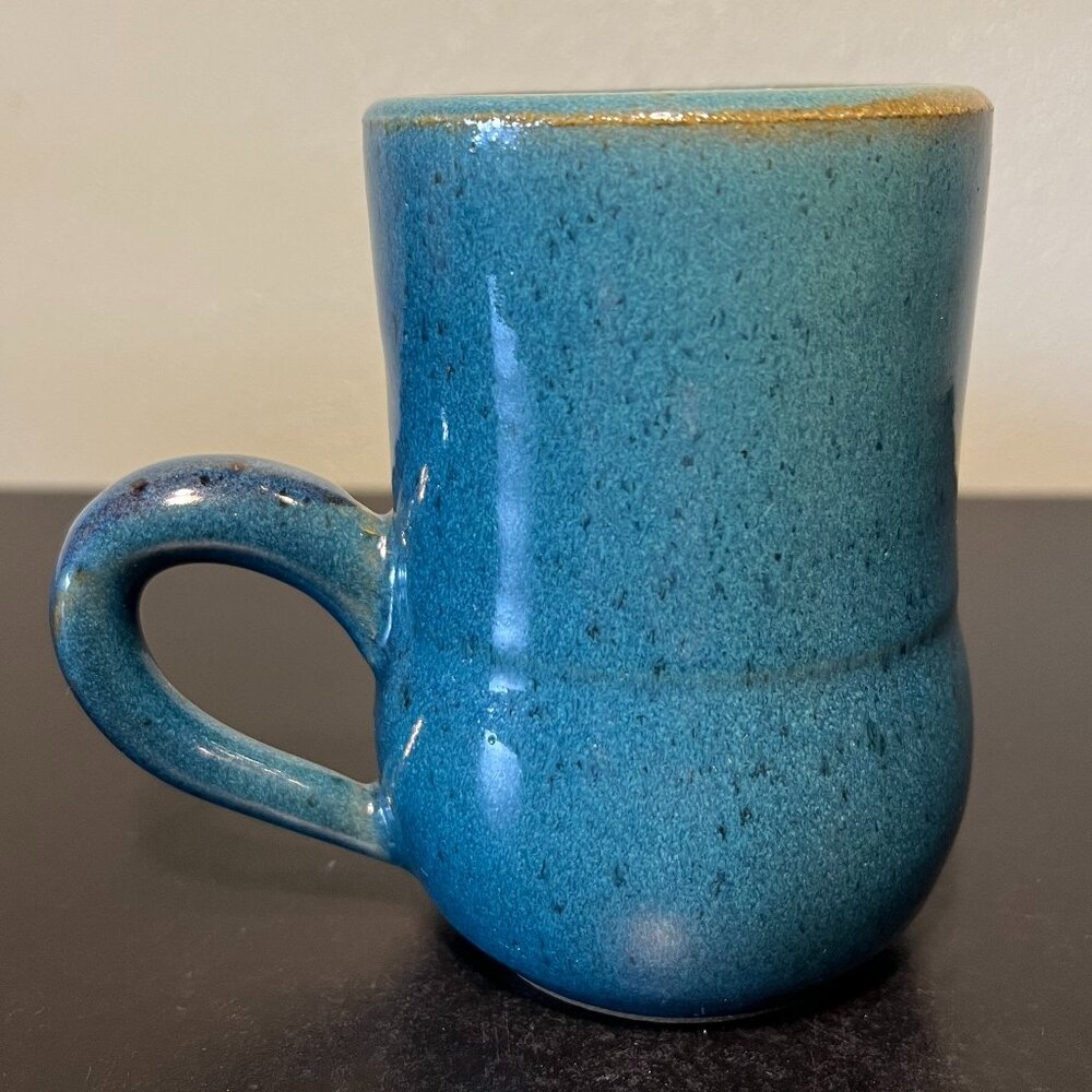 Handcrafted Hand Thrown Blue Speckled Glaze Pottery Mug CS Pottery